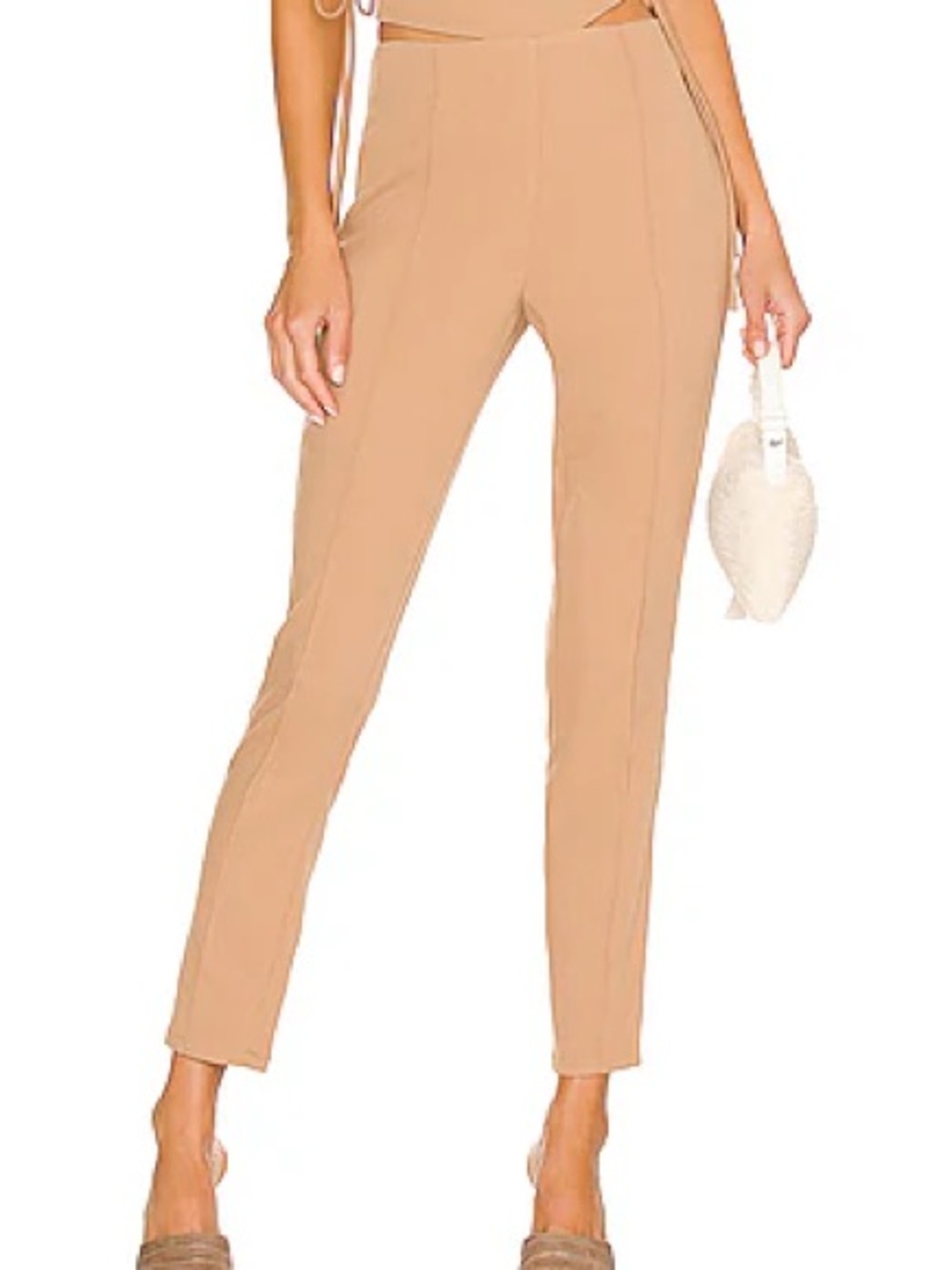 REVOLVE Camel High-Waist Cropped Tailored Trousers